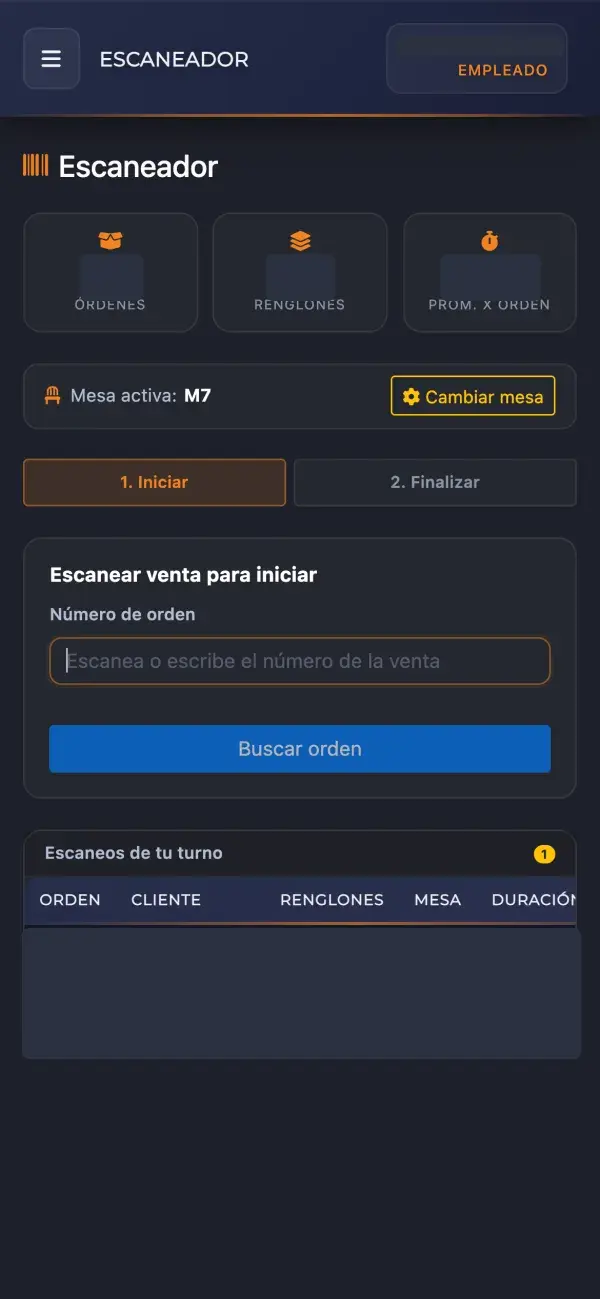 El mismo flujo de escaneo del panel en pantalla de teléfono.